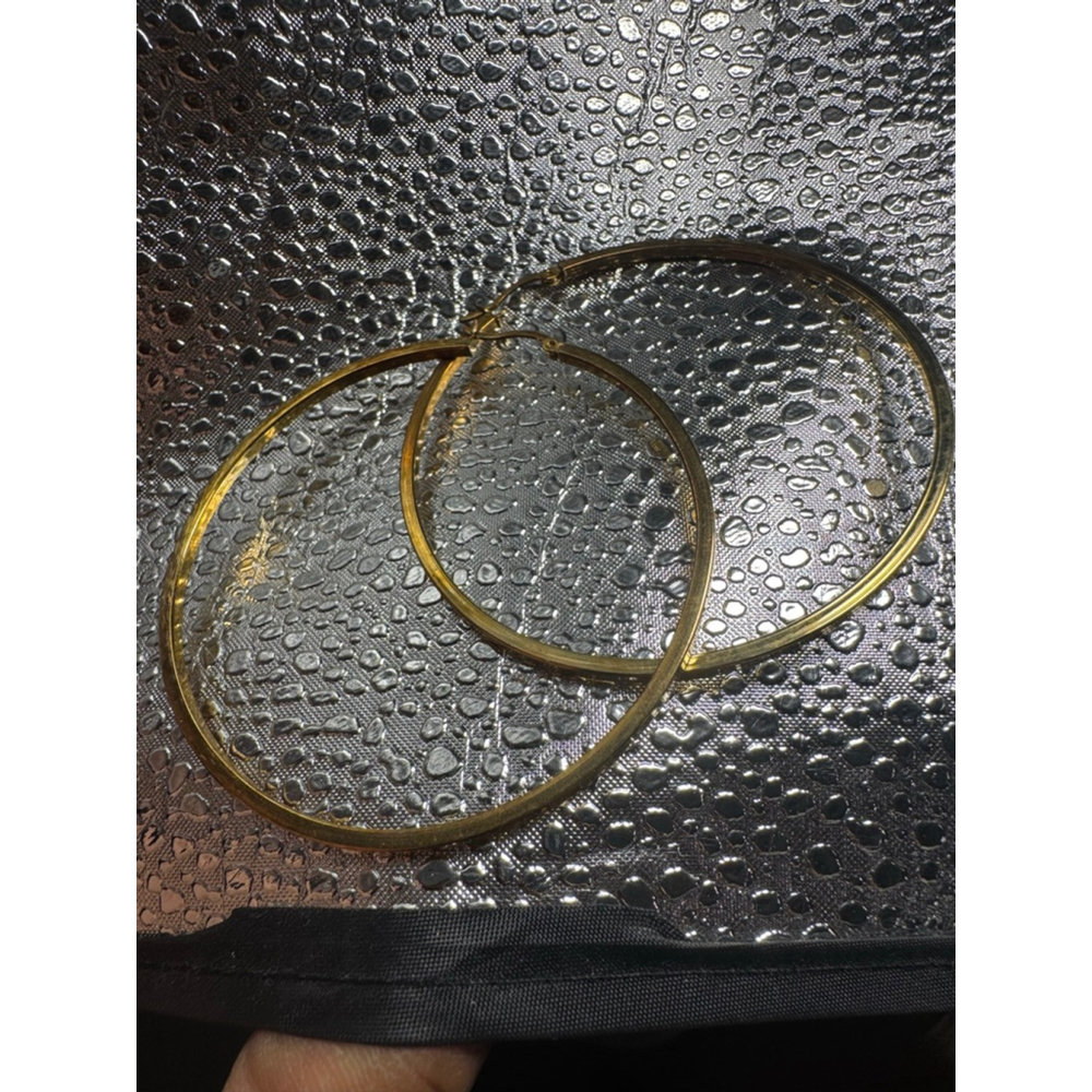 14K Gold sterling silver large thin hoop earrings. Macy’s Bridge Jewelry Hoops - Picture 2 of 10